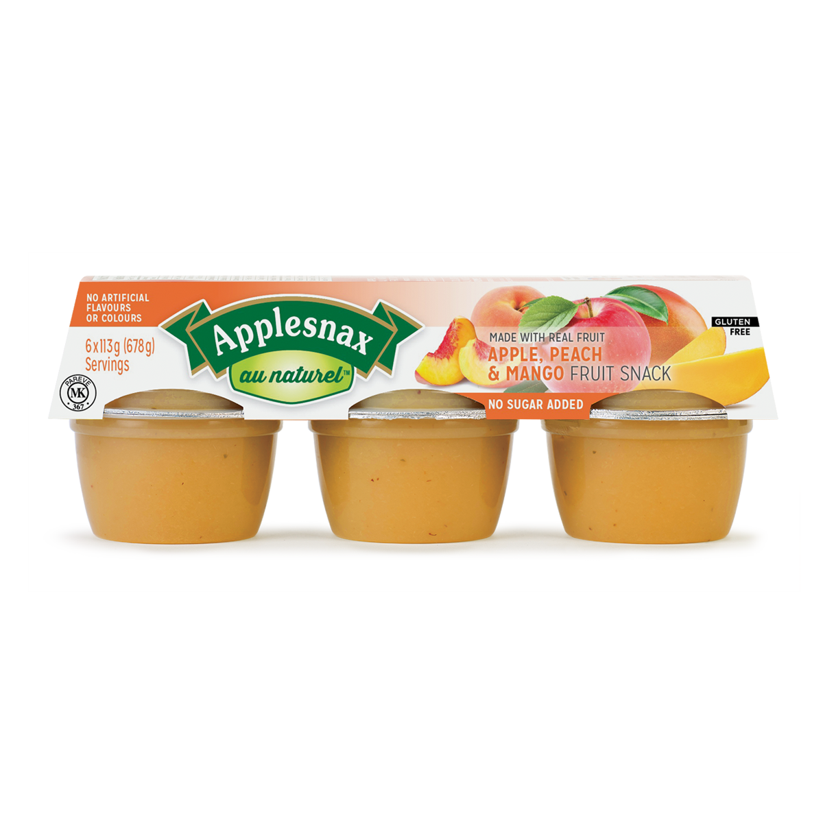 Portion Applesnax au naturel pommes, pêches & mangues